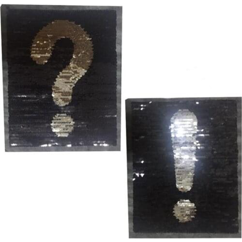 T-shirt Girl Patch Question mark flip double sided Patches for clothing Fabric Reversible change color sequins T shirt Stickers