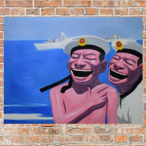 Oil Painting on Canvas Hand Painted Modern Home Decor Wall Art Picture for Living room Yue minjun Seaman Happy 20x24Inch