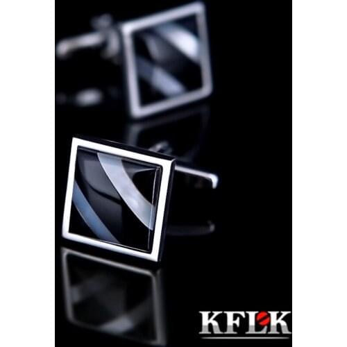 KFLK 2020 Luxury shirt cufflinks for mens gift Brand cuff buttons Shell cuff link High Quality Black abotoaduras cheap Jewelry