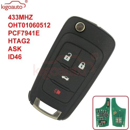 Kigoauto Uncut Blade Smart Key 13500227 4 Button HU100 Key Blade 434Mhz for Holden Chevrolet Cruze Vauxhall La Crosse