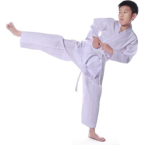 White Karate Uniform Set With Belt Waistband Judo Taekwondo Uniform For Adult Children School Student Kung Fu Training Gym