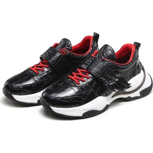 Authentic Real Crocodile Paw Skin Mens Casual Walking Sneakers Genuine Alligator Leather Hook & Loop Male Driving Flats Shoes