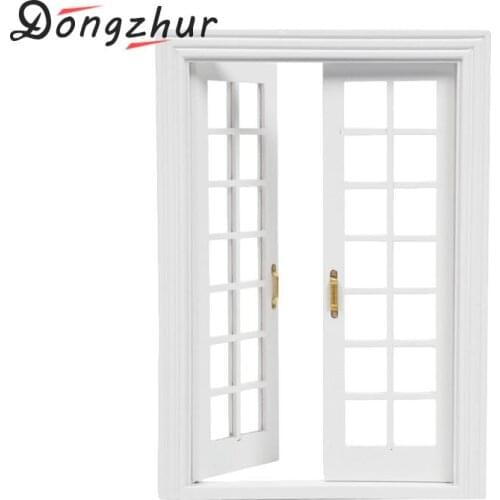 White Color Dollhouse Miniature 1:12 Window Wood Doll House Window Hollow Out DIY Miniature Dollhouse Furniture Dropship