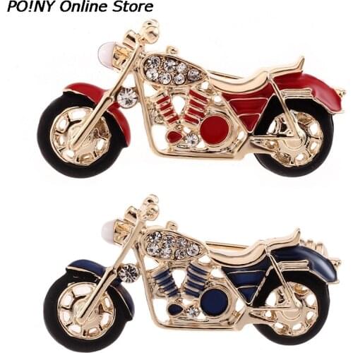 Fashion Motorcycle Brooch Gold-color Red Enamel Brooches Girls Kids Gifts Jewelry Suit Collar Sweater Accessories Pins
