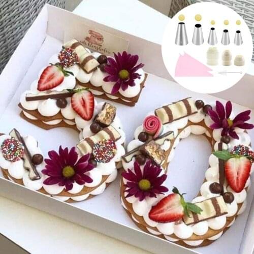 11pcs Cake Decorating Kits Round Cream Cupcakes Icing Tips Nozzles Pastry Bags Reusable Coupler Brush Baking Tool