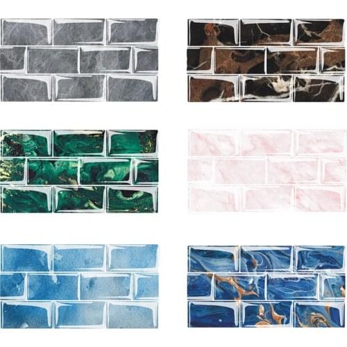 2021 New 12/24 Pcs Wall Stickers Home Decor Marble Light Film Tile Stickers Self-Adhesive Floor Ornament Kitchen Renovation Top