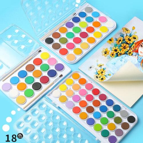 New Watercolor Pigment Solid Set Hand-painted 12/36/48 colors Box Portable Childrens Packing Artistic stationery Supplies