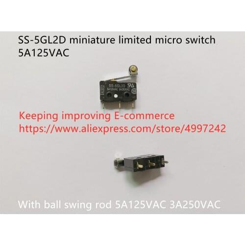 Original new 100% SS-5GL2D miniature limited micro switch 5A125VAC with ball swing rod 5A125VAC 3A250VAC