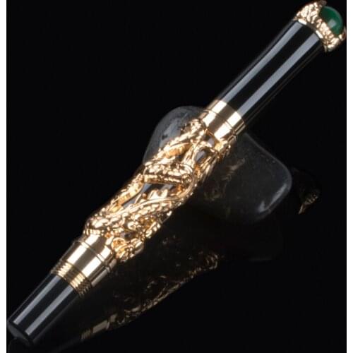 Excellent Luxury Medium M Nib Golden Dragon Pen Clip With School Gift bag Office Business Men No Writing Problems