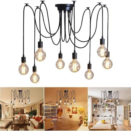 Spider Industrial Pendant Lights Vintage Chandelier Lamp E27 Loft Hanging lamps Ajustable DIY Retro Ceiling Pendant Light Decor