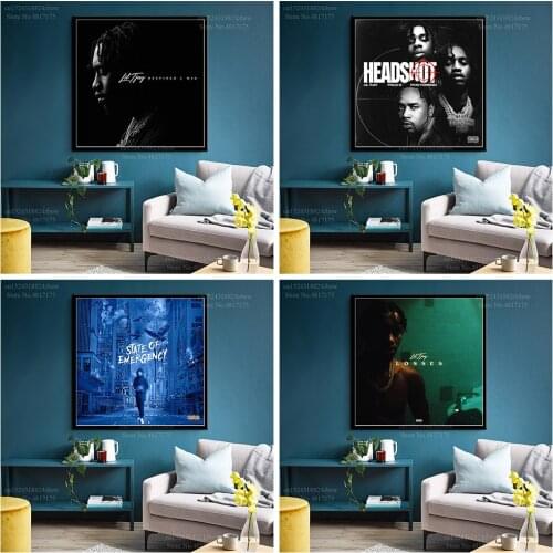 Lil Tjay Poster Rapper Singer Music Album Headshot Goat First Place Losses Canvas Painting Wall Art Poster and Print Home Decor