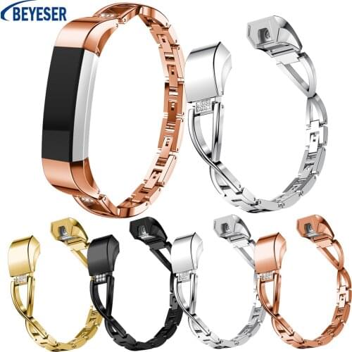 New Style Suitable For Fitbit Alta / HR High-End Luxury Fashion Stainless Steel Rhinestone Bracelet Strap Replacement Watchband
