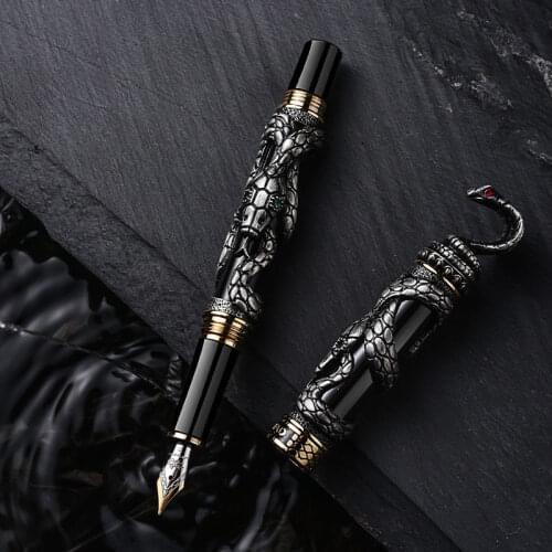 Luxury METAL JinHao cobra Emboss Fountain pen Gun gray glasses snake Stationery Office Supplies