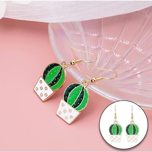 Cute desert oasis dripping cactus earrings funny and fun Bundi green plant acrylic earrings