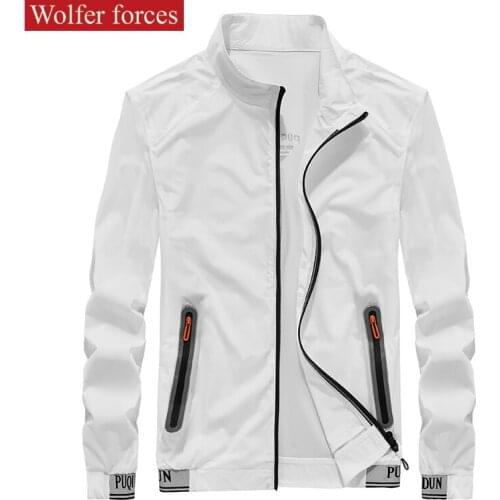 Ice Silk Sunscreen Mens Ultra Thin Skin Clothes Breathable Quick Drying Coat Elastic Handsome Hoodless Sport Jacket 2021
