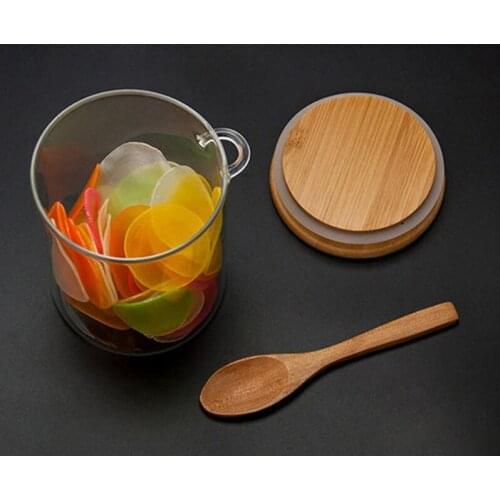 Food Storage Glass Jar Clear Sealed Canister Container with Lid and Spoon for Loose Tea Salt Sugar Coffee Bean Preservat P15D