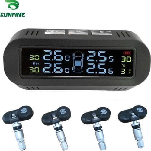 HUB Smart Car TPMS Tyre Pressure Monitoring System Solar Energy TPMS Digital LCD Display Auto Security Alarm Systems 4 Sensors