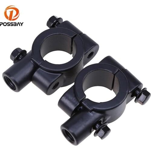 POSSBAY 7/8" Black Chrome Universal Handlebar Motorcycle Mirror Adapter Holder Mount Bracket Clamp Bicycle Mirrors Left Right