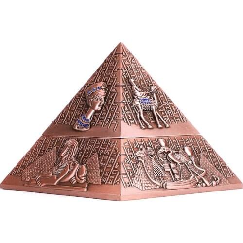 Windproof Metal Pyramid Ashtray Vintage Egyptian Style Cigarette Ashtray Holder with Lid Ash Tray for Outdoor Indoor Home Men G