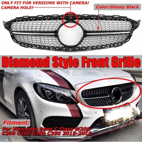W205 Diamond Grille Car Front Bumper Grille Grill For Mercedes For Benz C Class W205 C200 C250 C300 C350 2015 2016 2017 2018