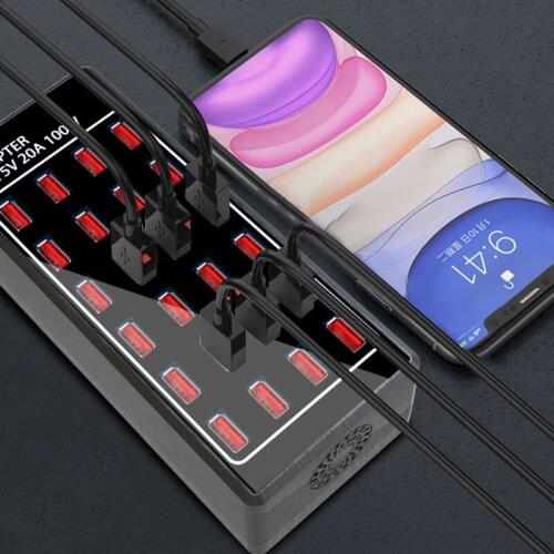 24 Ports 100W 20 A USB Charging Station Desktop Multiple USB Rapid Charger for iPhone iPad Lenovo Xiaomi Samsung Phone Tablet
