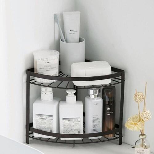 Iron Bathroom Shelf Desktop Storage Rack Makeup Organizer Shower Caddy Corner Shlves Stand Bath Kitchen Organizer High Quality