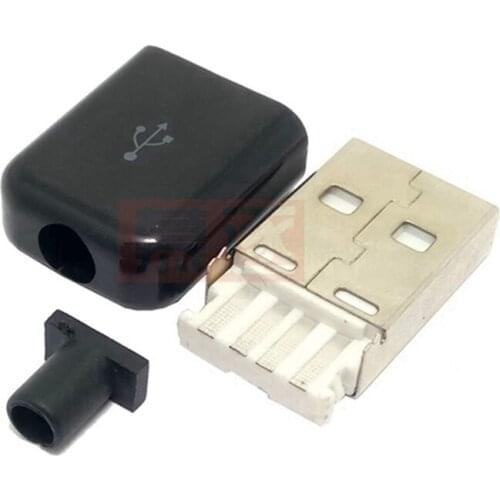 10PCS Diy USB Male Connector 2.0 Plug 4 Pin Type A Components White Black Plastic Cover