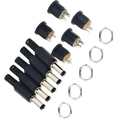 10PCS 12V 3A Plastic Male Plugs Female Socket Panel Mount Jack DC Power Connector Electrical Supplies