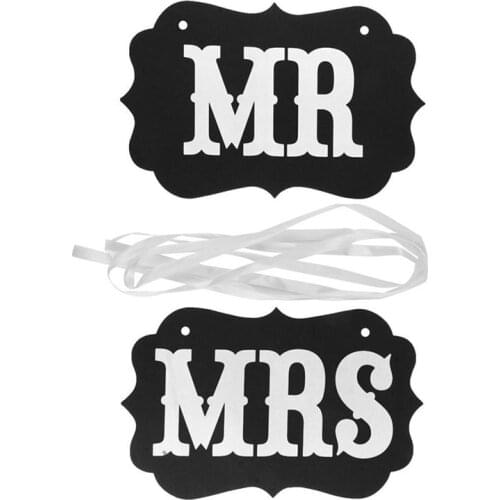 2 Pair MR&MRS Chair Back Banner Bride Groom Photo shooting Props Freestanding For Wedding Decoration Urne Mariage
