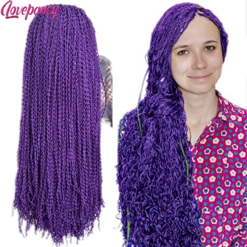 25Inch Synthetic Box Braids Crochet Hair Curly Zizi White Grey Blonde Brown Box Braids Crochet Hair Extension Braiding Hair Long