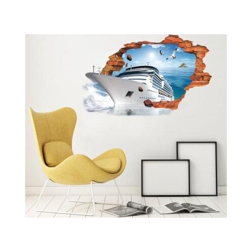 3D Crative Broken Wall Living Room Bedroom Home Decor Wall Sticker Modern Wall Decals Poster Ceiling Stickers Wallpaper Mural