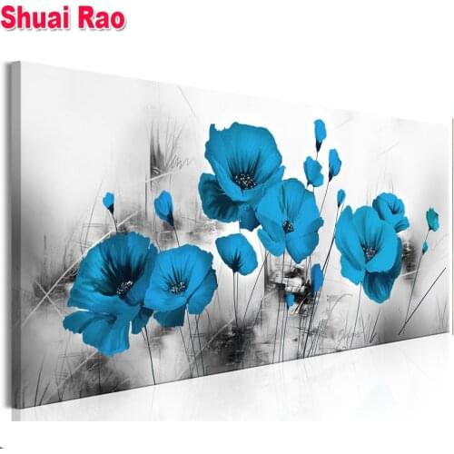 5D full square round drill diamond painting Blue Flower 3d cross stitch diy embroidery Mosaic Puzzle Handicraft decor Home Gift