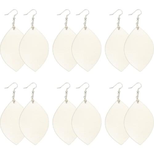 6 Pairs Handmade Wooden Sublimation Blanks Earring MDF Sublimation Printing Dangle Earrings for Women Jewelry Making