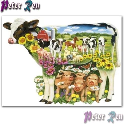 5d animal Diamond Painting Embroidery Young calf and friend DIY Square or round Mosaic Cross stitch Rhinestone Home Decoration