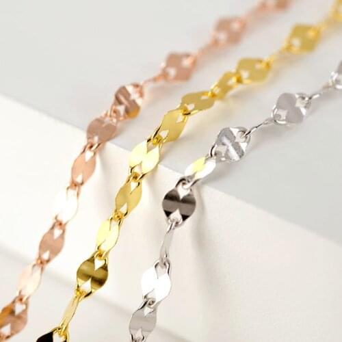 MIQIAO 925 Sterling Silver Platinum Color Lip Shape Chain Long 40 45 50 55 60 70 CM Wide 2 MM Rose Gold Necklace Women Gift