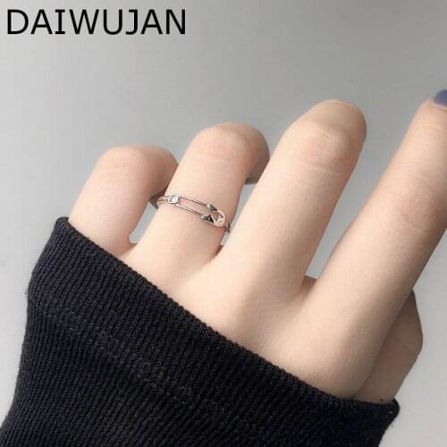DAIWUJAN Creative 925 Sterling Silver Open Rings For Women Vintage Geometric Pin Index Finger Ring Party Fashion Jewelry Anillo
