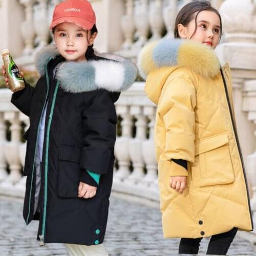 Children Girl Coat Hooded Thicken Warm Jackets Girls Long Overcoat Winter Solid Color Kids Girls Casual Outerwear For 4-12 Years