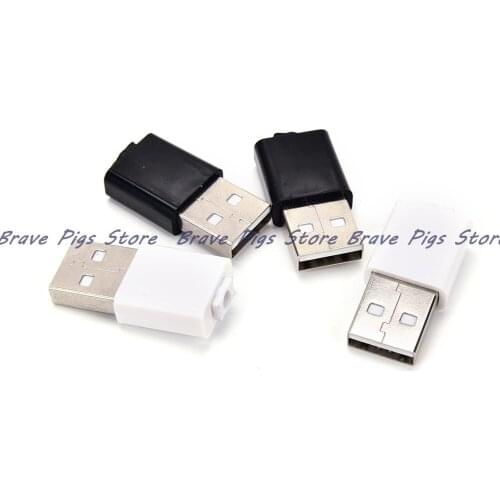 DIY white/black color 10pcs/lot USB Male Assembly Adapter Connector Plug Socket High Quality
