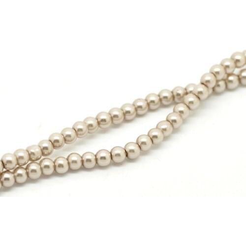 DoreenBeads 5 Strands Light Coffee Glass imitation pearls Round Beads 4mm( 1/8") Dia. 82cm long (B19055), yiwu
