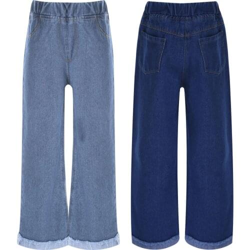 Teen Girls Jeans New Arrivals Casual Fashion Loose High Quality Kids Leg Wide Pants School Children Trousers 6 8 9 10 12 14Years