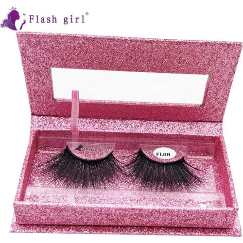 Flash girl hot sale eyelash with beautiful box FL08 wispy 25mm 100% handmade natural soft eyelashes