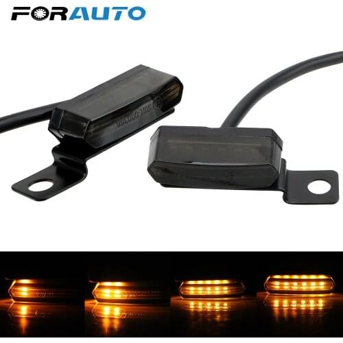 FORAUTO 2PCS Flowing Water Motorcycle Turn Signal Lights Streamer Flashing LED Signal Lamp Brake Clutch Lever Flashers Universal