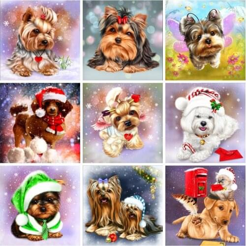 HUACAN 5D Diamond Painting Animal Dog Cross Stitch Embroidery Yorkshire Terrier Mosaic Diamond Art Decoration For Home