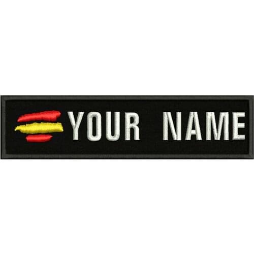 Spanish flag Spain 10X2.5cm Embroidery Custom Name Text Patch Stripes badge Iron On Or Velcro Backing Patches For Clothes