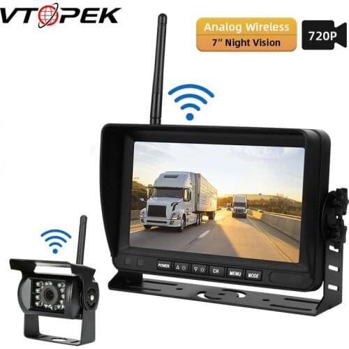 VTOPEK 7" Wireless Truck DVR Monitor 7" Night Vision Reverse Backup Recorder Camera For Bus Car Vans