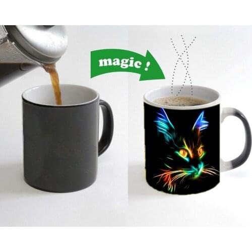 2020 New Colors Magic Cat Coffee Mug Color Changing Mugs Cup 110z Ceramic Tea Milk Cup Gift