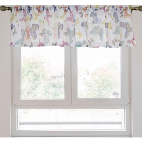 Short Printed Soft Curtain Valance Easy Care for Light Blocking Balcony