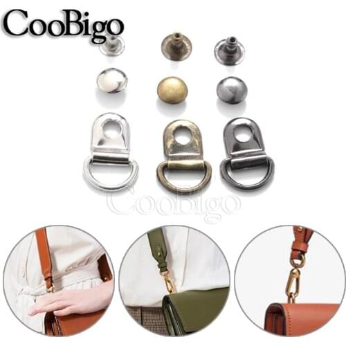 15~1000pcs Pack 3/8" D-Rings Plated Shoes Boots Picture Frame Strap Hangers Double Rivet Stud Bag Parts Accessory #FLQ072-B/S/BR