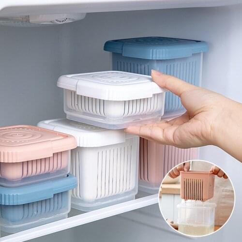 Mini Refrigerator Organizer Kitchen Fridge Storage Box Drain Sealed Ginger Container Crisper Debris Fridge Storage Boxes Tray