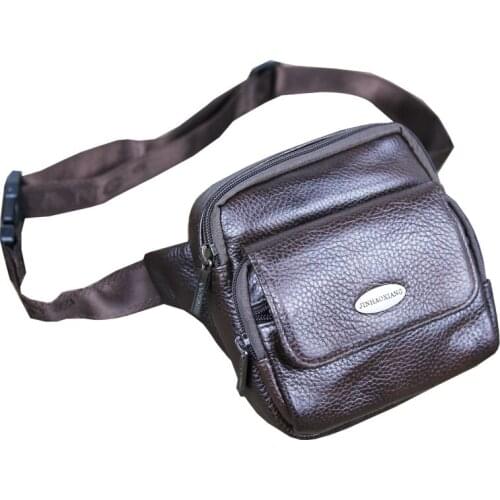 Mens Waist bag Cowhide leather belt bag men and women business shoulder bag mobile phone small bag male vertical chest bag